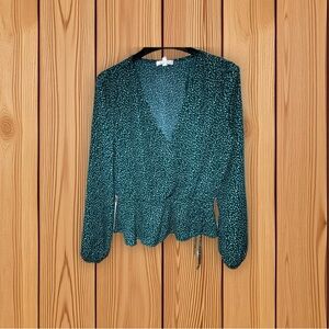 Nine Britton Teal Blouse with White Dots